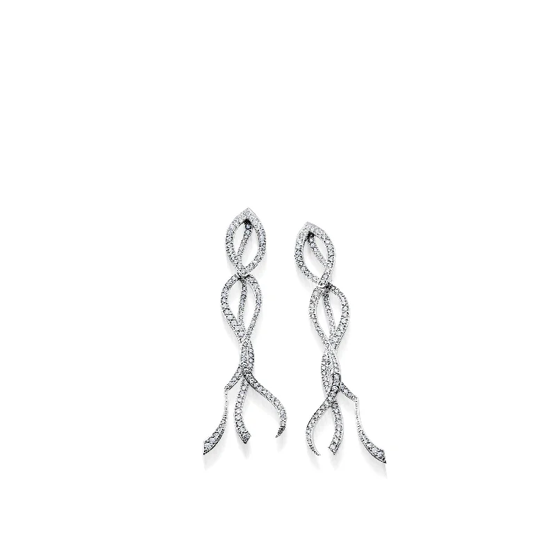 Floral hoop earrings-Bellagio Pave Diamond Dangle Earrings