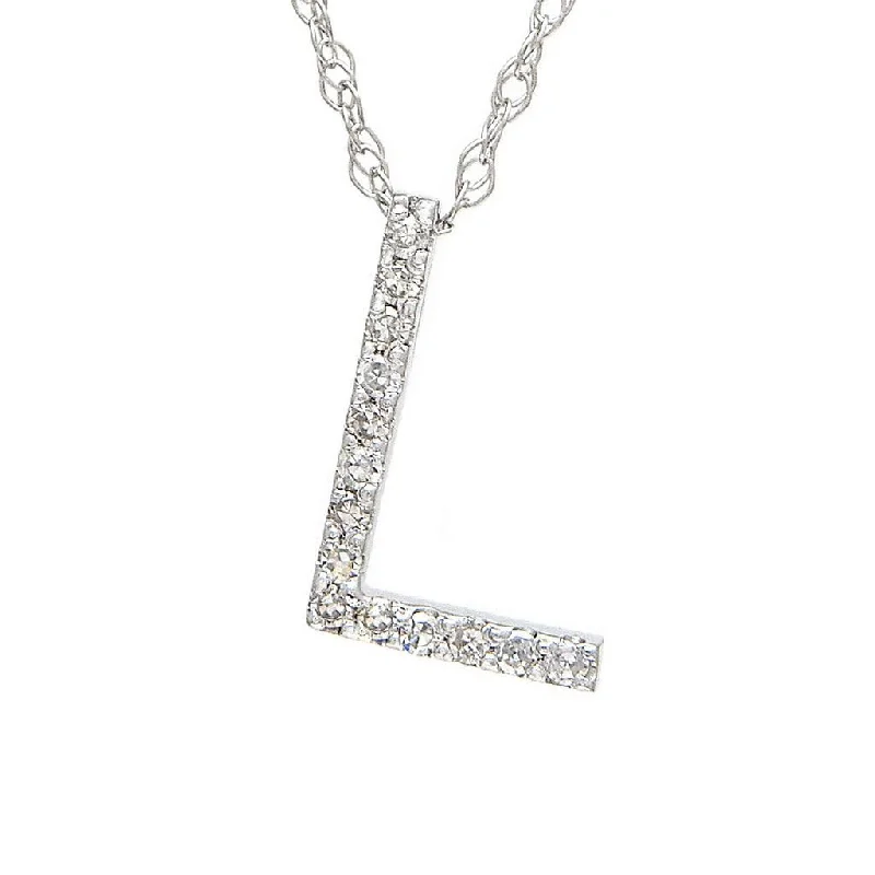 Starry charm necklaces-14K Gold Initial "L" Necklace With Diamonds (Big)