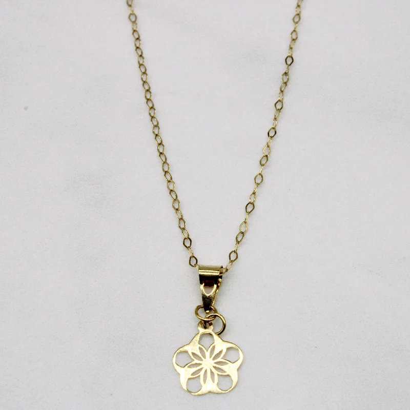 Layered gem necklaces-18k Yellow Gold Flower Pendant & Necklace | 16" |