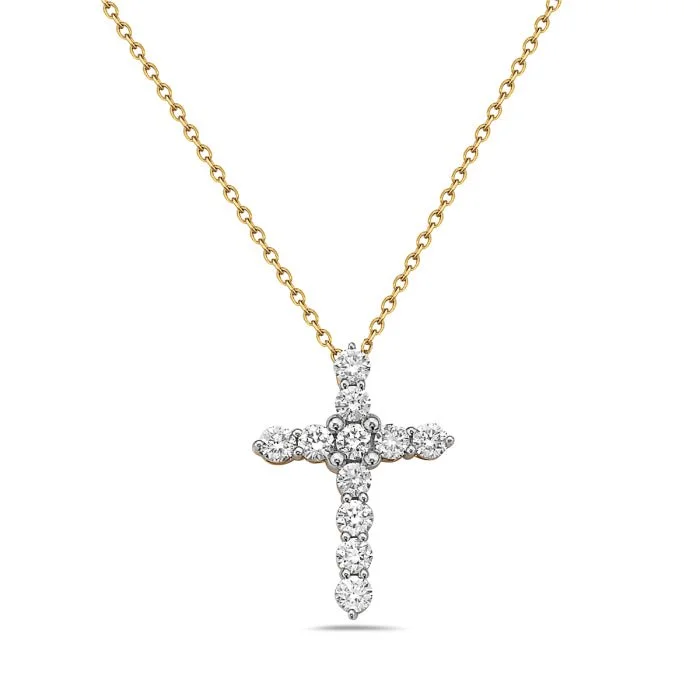 Teardrop gem necklaces-14K Yellow Gold Diamond Cross Pendant