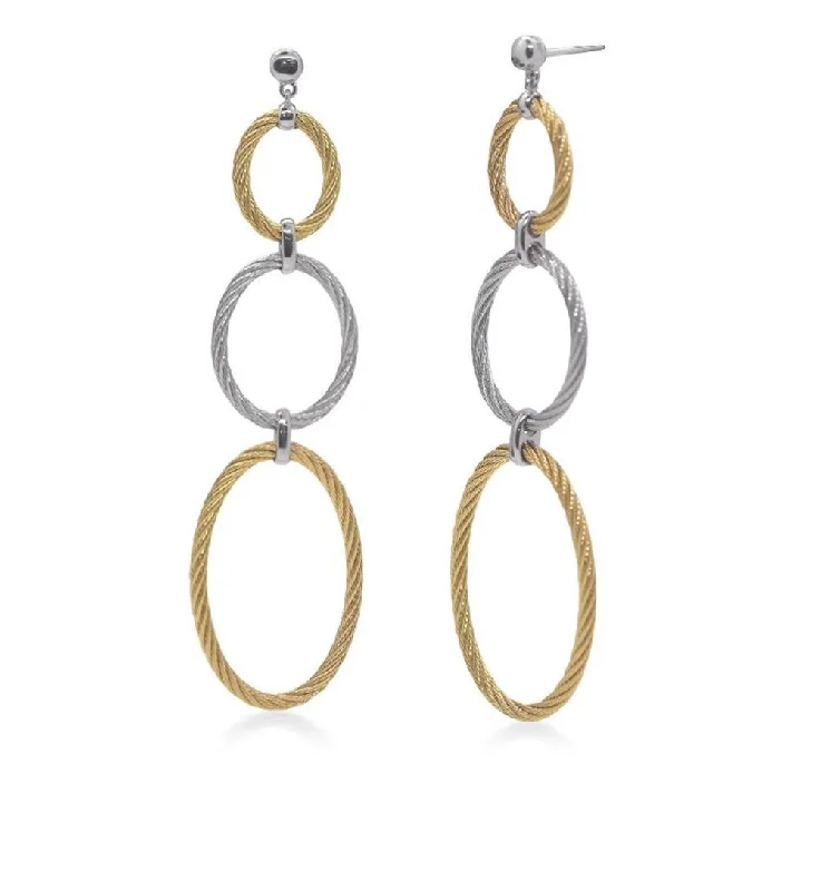 Knot design earrings-Alor Triple Drop Oval Earrings