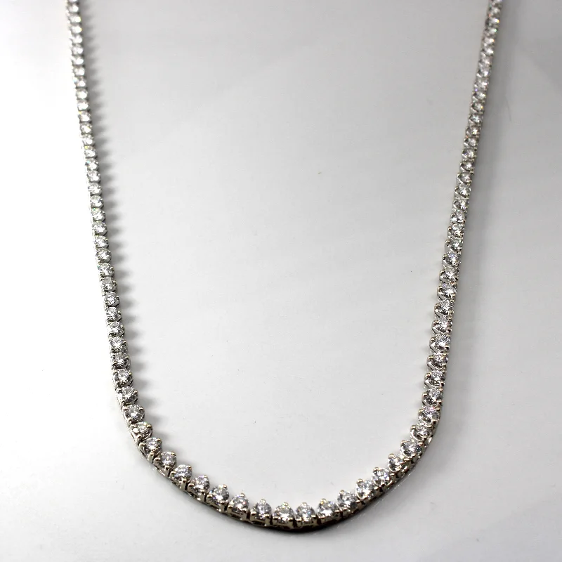 Oval stone necklaces-18k White Gold Diamond Tennis Necklace | 14.25ctw VS1/2 F/G | 17"|