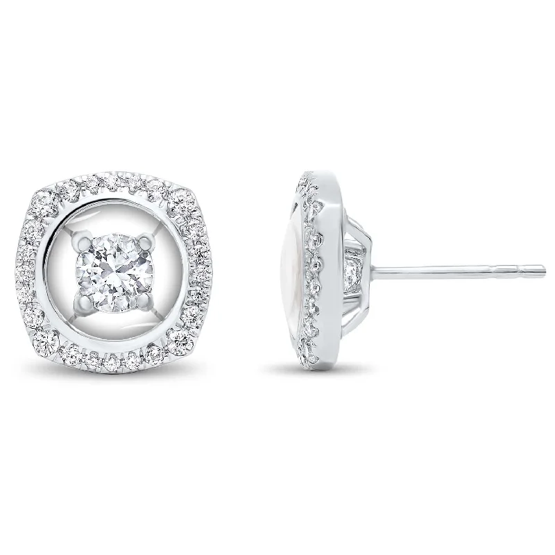 Linear drop earrings-10K White Gold Diamond Earrings 1/3 ct