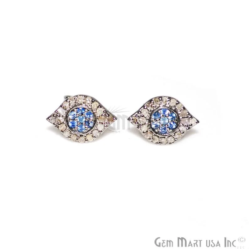 Opal stud earrings-Tanzanite & Diamond Pave Evil Eye Sterling Silver Stud Earring