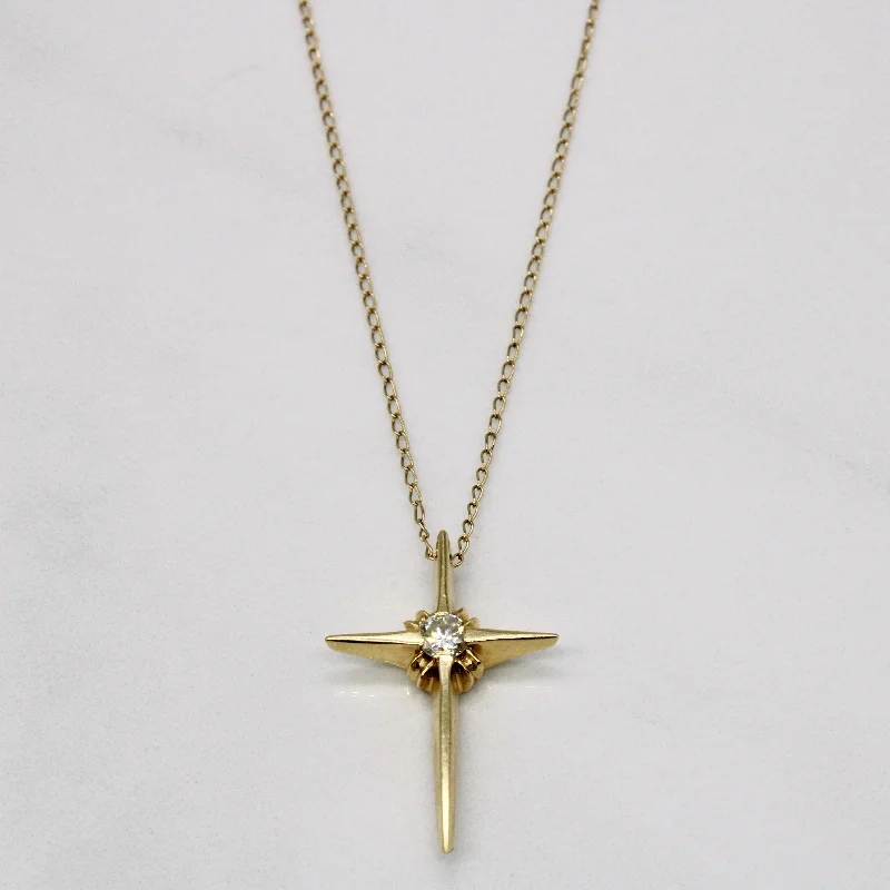 Bamboo style necklaces-Diamond Cross Pendant & Necklace | 0.10ct | 15" |