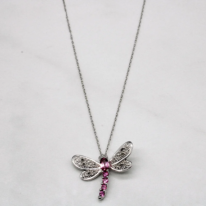 Filigree design necklaces-Tourmaline & Diamond Dragonfly Pendant & Necklace | 0.30ctw, 0.02ctw | 18" |