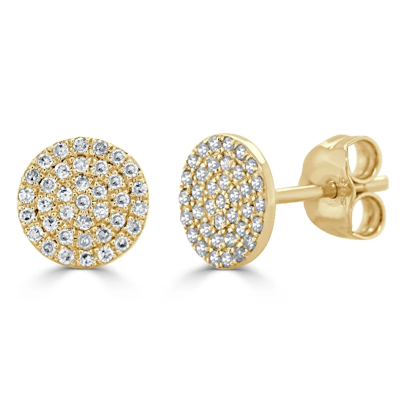 Wire-wrapped earrings-14k Gold & Diamond Disc Stud Earrings