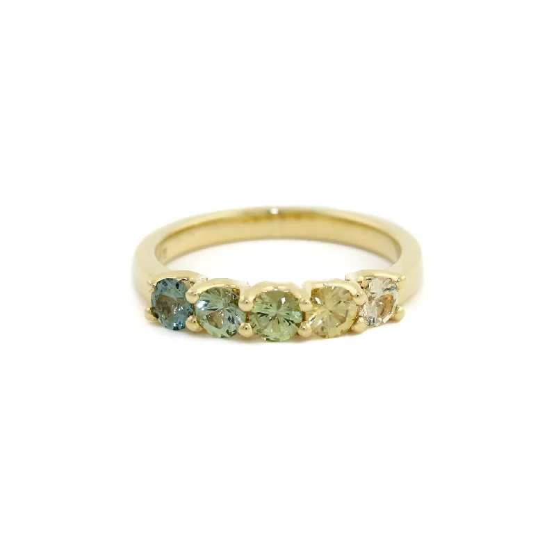 Chunky stone rings-18K Green Ombre Sapphire Band