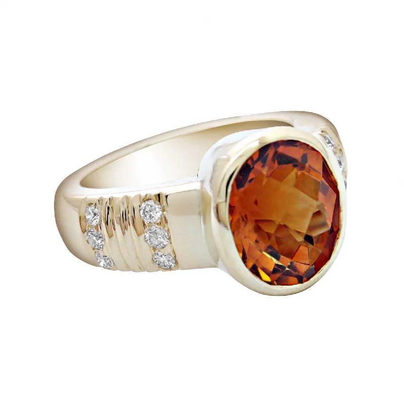 Sculptural band rings-Ring- Citrine & Diamond (1754N)