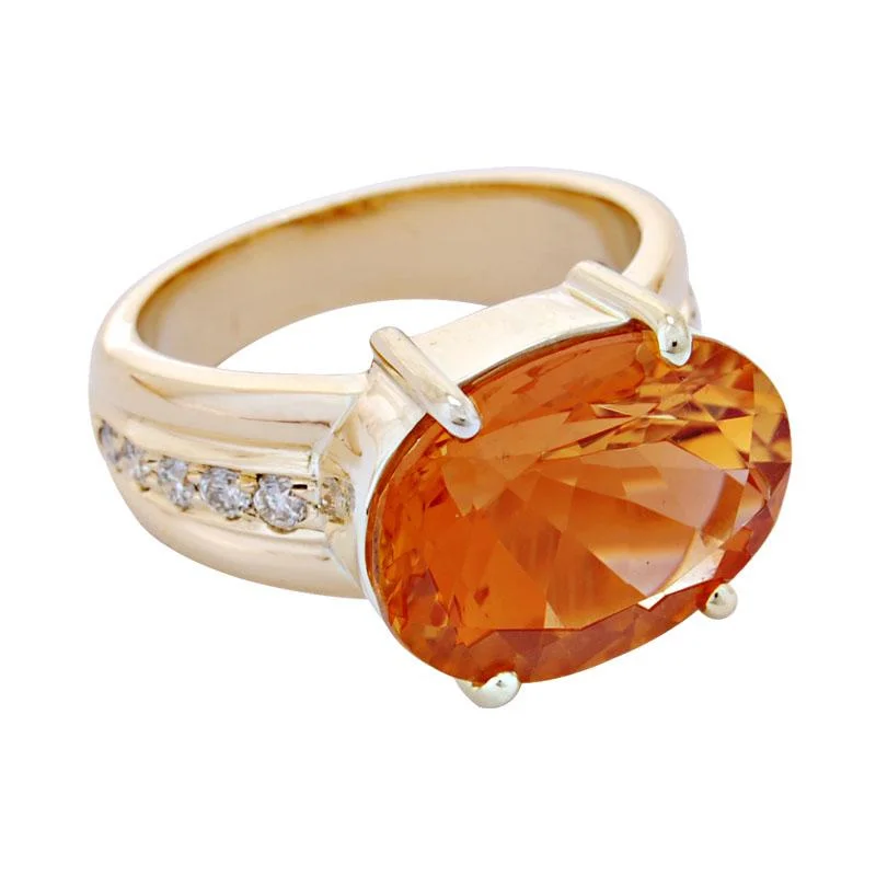 Rustic wooden rings-Ring-Citrine and Diamond  (1846Q)