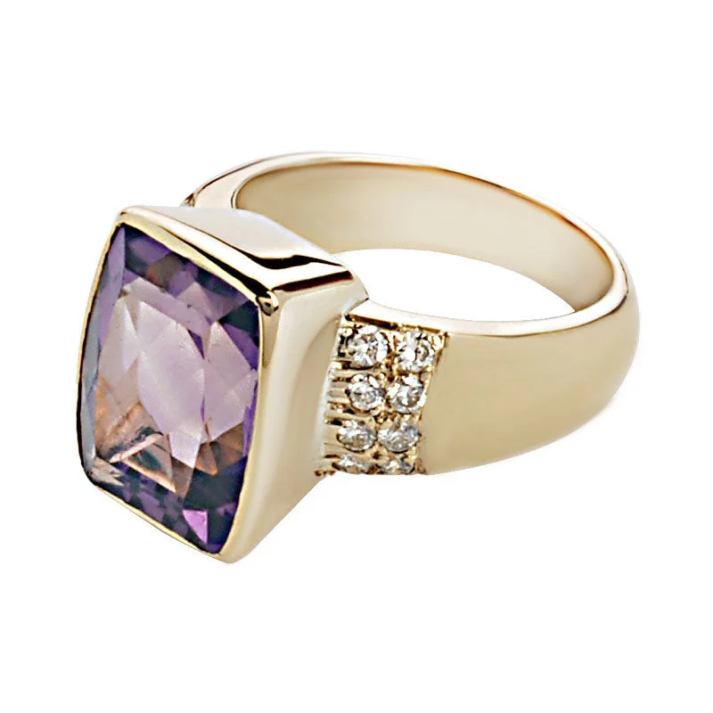 Engraved initial rings-Ring- Amethyst And Diamond (1395E)