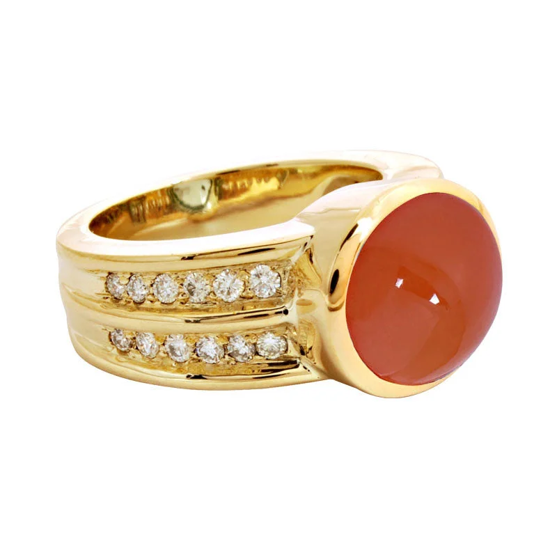 Adjustable open rings-Ring- Cornelian And Diamond (1671K)