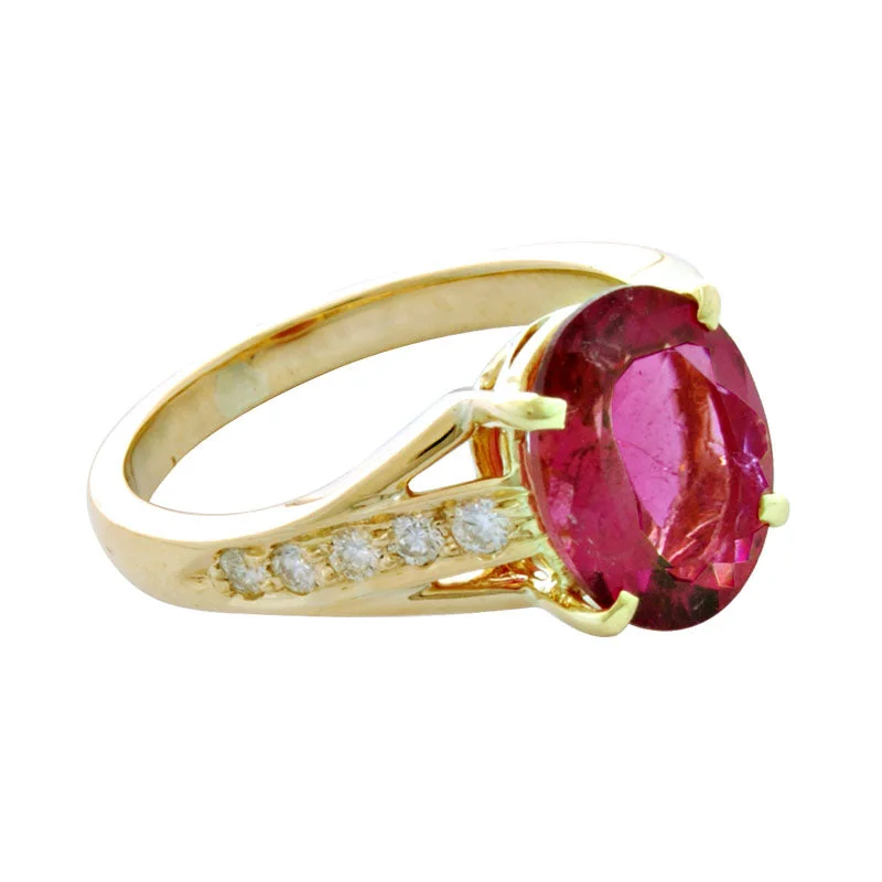 Minimalist band rings-Ring- Rubellite And Diamond (1881F)