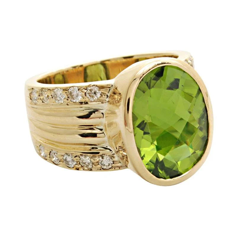 Lace-inspired rings-Ring-Peridot and Diamond  (1662H)