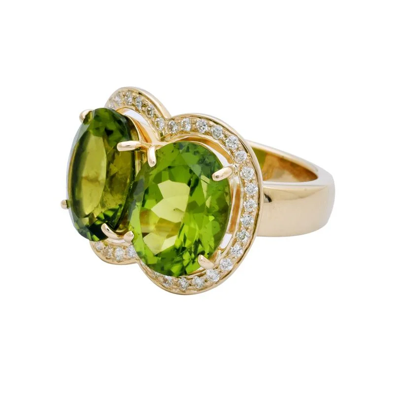 Bold statement rings-Ring- Peridot and Diamond  (2202C)