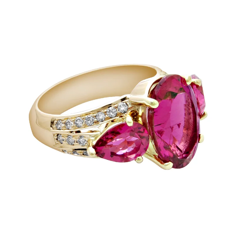 Dainty stack rings-Ring-Rubellite and Diamond  (1795G)