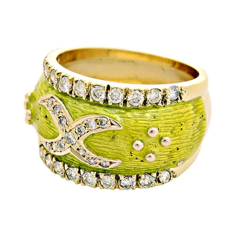 Filigree accent rings-Ring-Diamond (Enamel)  (1962C)