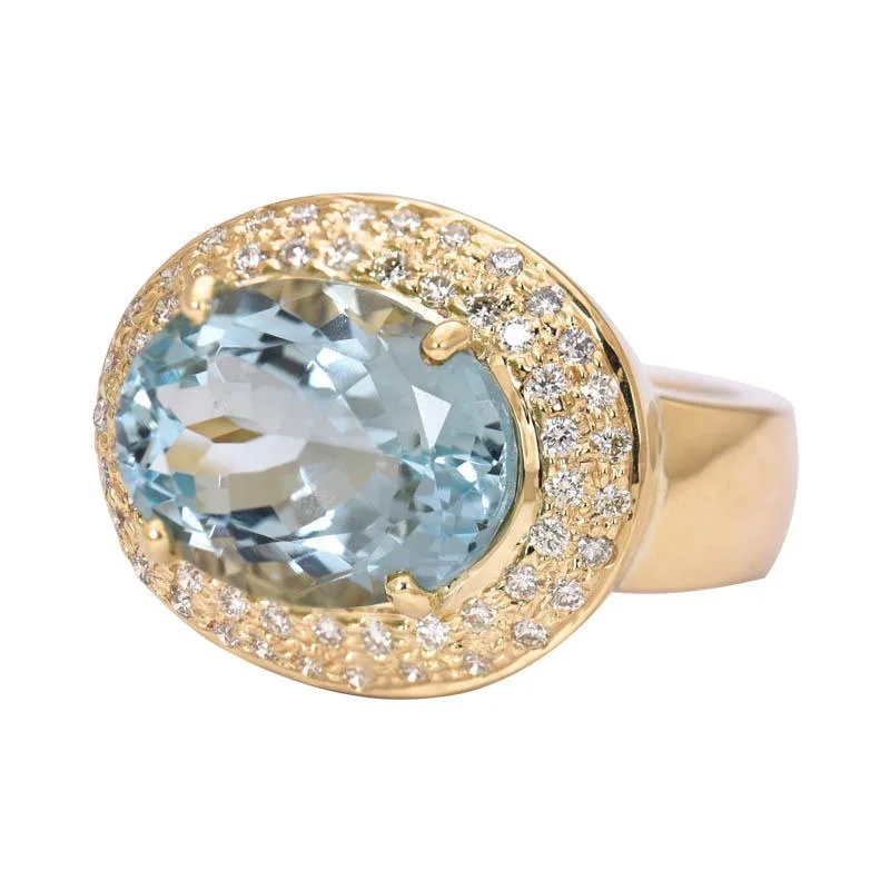 Luxe diamond rings-Ring- Aquamarine and Diamond  (2183L)