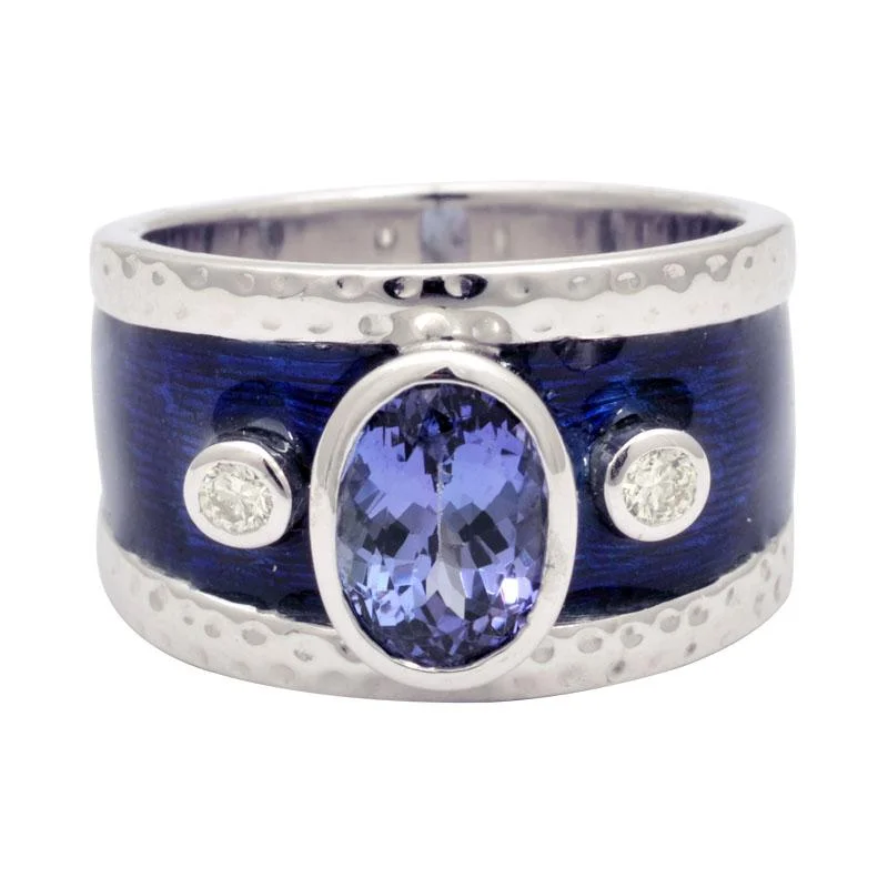 Sapphire stone rings-Ring-Tanzanite and Diamond (Enamel)  (193BS)