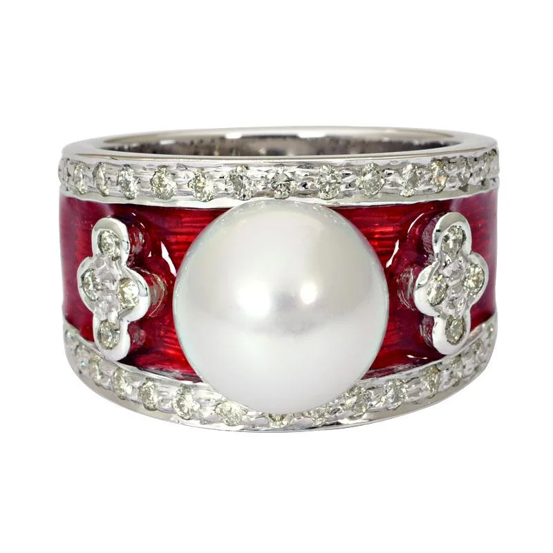 Minimalist band rings-Ring-South Sea Pearl and Diamond (Enamel)  (220QS)