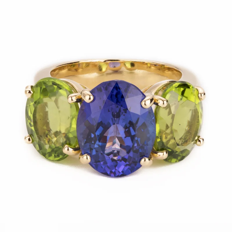 Art deco rings-Ring - Tanzanite And Peridot