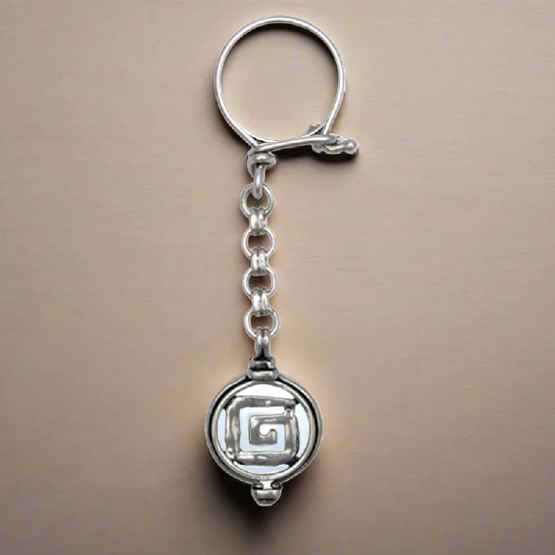 Asymmetrical rings-Greek Key Meander Key ring in sterling silver (MP-01)