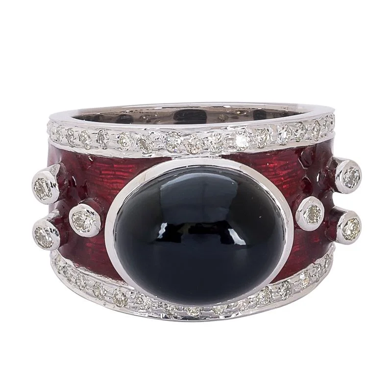 Personalized name rings-Ring- Black Onyx and Diamond (Enamel)  (265OS)