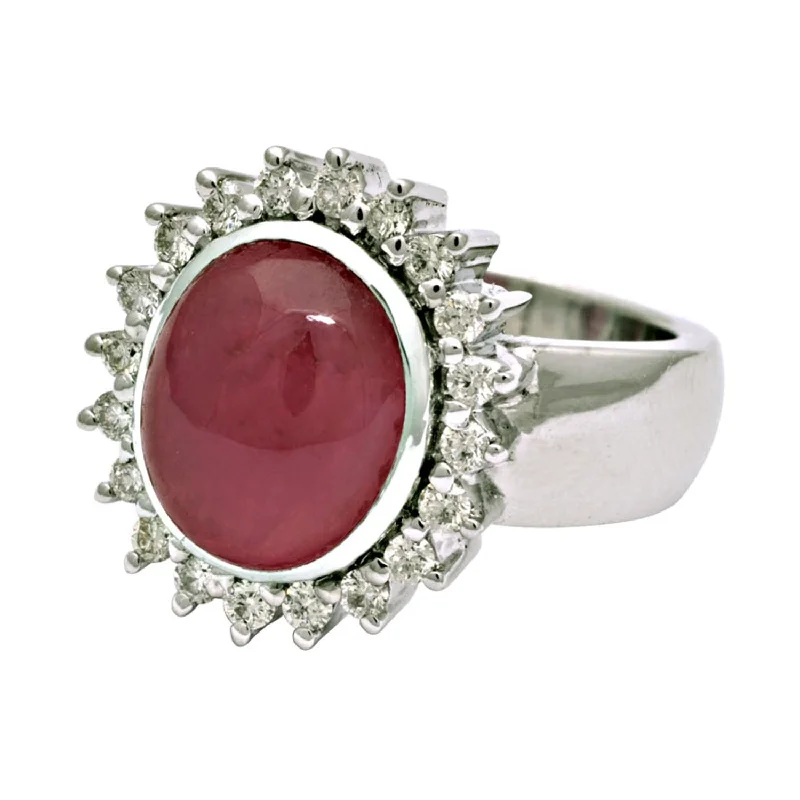 Hamsa hand rings-Ring- Rubellite And Diamond