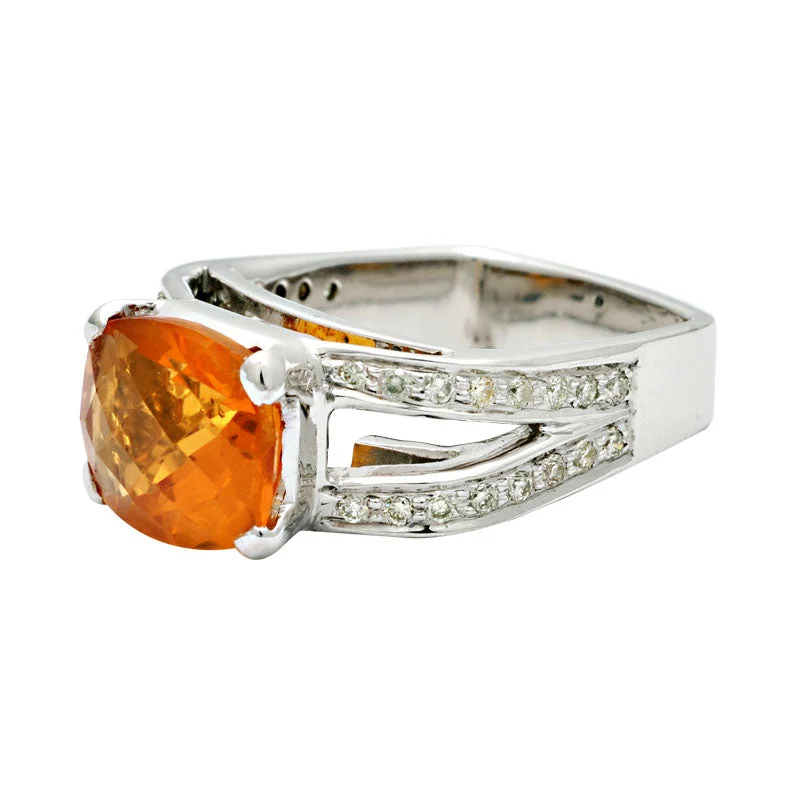 Chunky stone rings-Ring- Citrine And Diamond