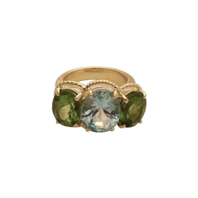 Knot design rings-Ring- Blue Topaz And Peridot in 18k Gold