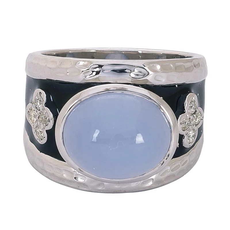 Birthstone stack rings-Ring- Chalcedony and Diamond (Enamel)  (265MS)