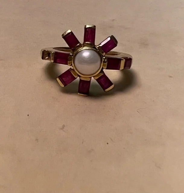 Opal inlay rings-Repair - Ring - Pearl and Ruby (1145K)