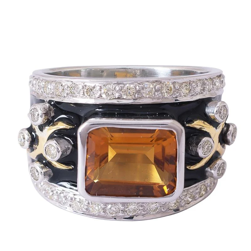 Toggle band rings-Ring- Citrine and Diamond (Enamel)  (24LM)