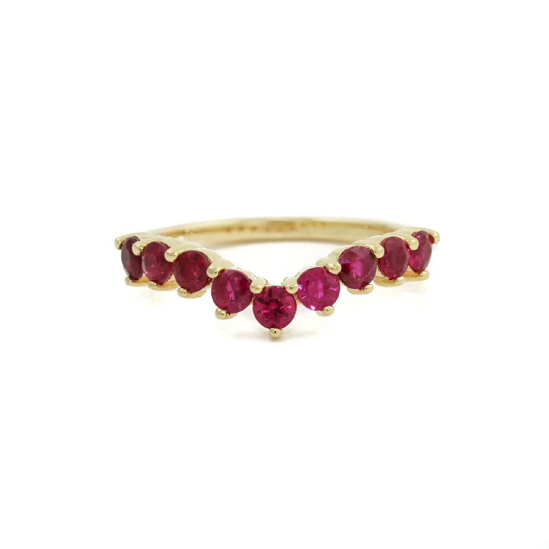 Luxe velvet rings-14K Gold Tiara Ruby Ring