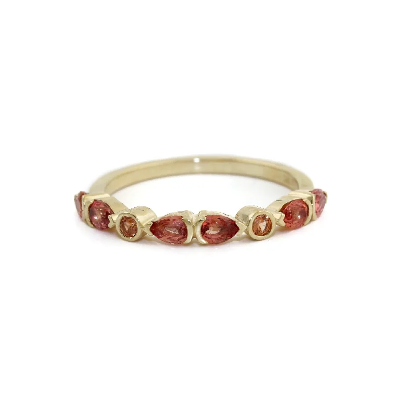 Evil eye rings-14k Padparadscha Peach Sapphire Band