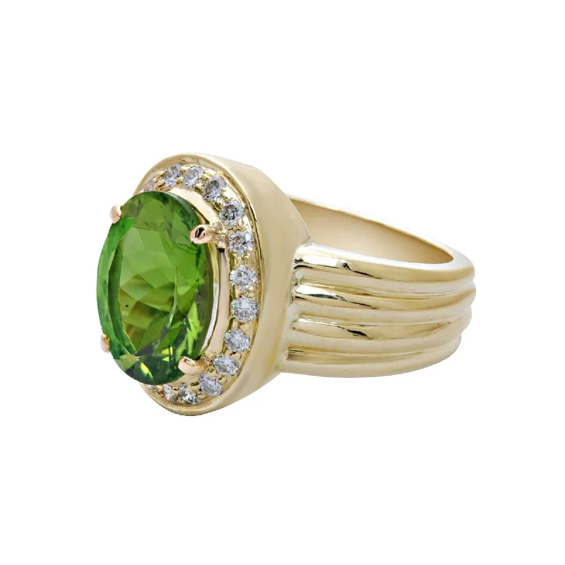 Crescent moon rings-Ring-Peridot and Diamond  (1699L)