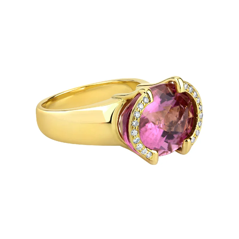 Amethyst stone rings-Ring- Rubellite And Diamond (1098K)