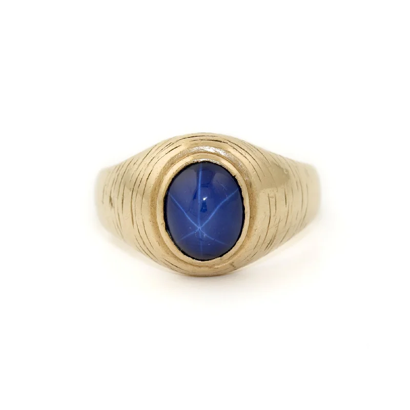 Asymmetrical rings-10k Gold x Star Sapphire Bezel Set Signet