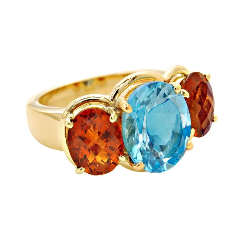 Statement cocktail rings-Ring-Blue Topaz and Citrine  (1800E)