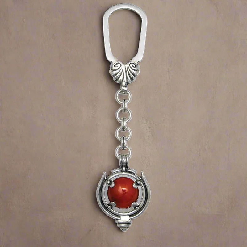 Fringe detail rings-Greek Traditional Key ring in sterling silver with a carnelian (MP-24)