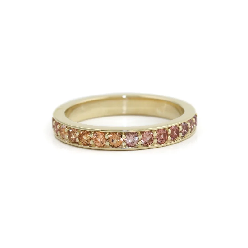 Abstract shape rings-The Sweet Peach 14k Padparadscha Sapphire Semi Infinity Band