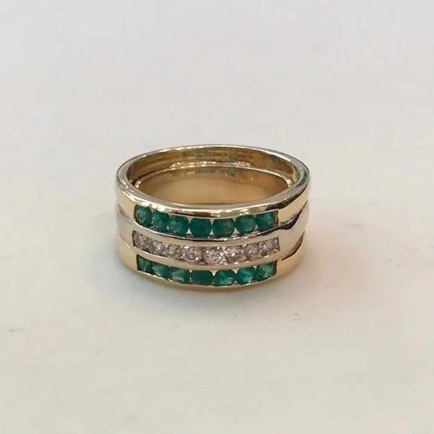 Gemstone stack rings-Repair - Ring - Emerald and Diamond