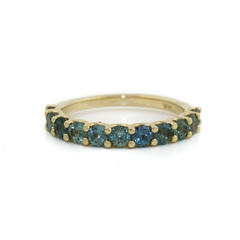 Textured band rings-14k Teal Sapphire Band