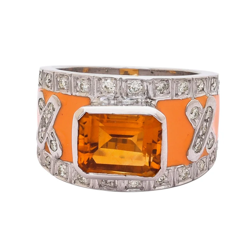 Luxe diamond rings-Ring- Citrine and Diamond (Enamel)