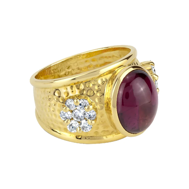 Sculptural band rings-Ring- Rubellite And Diamond