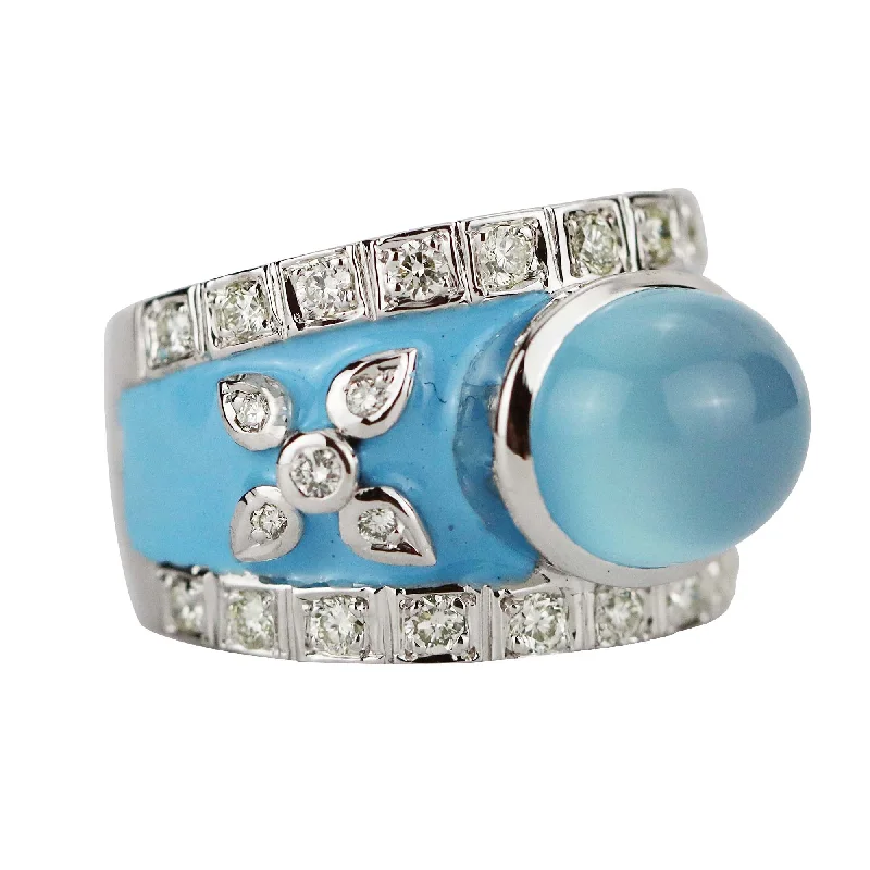 Dainty stack rings-Ring - Chalcedony And Diamond (enamel)