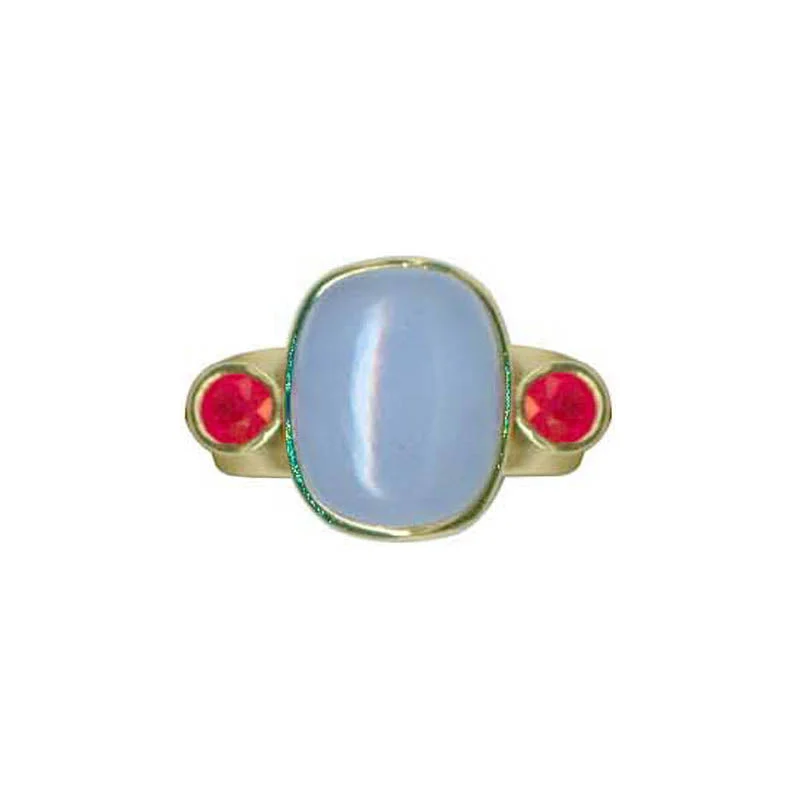 Antique gold rings-Ring- Chalcedony and Ruby