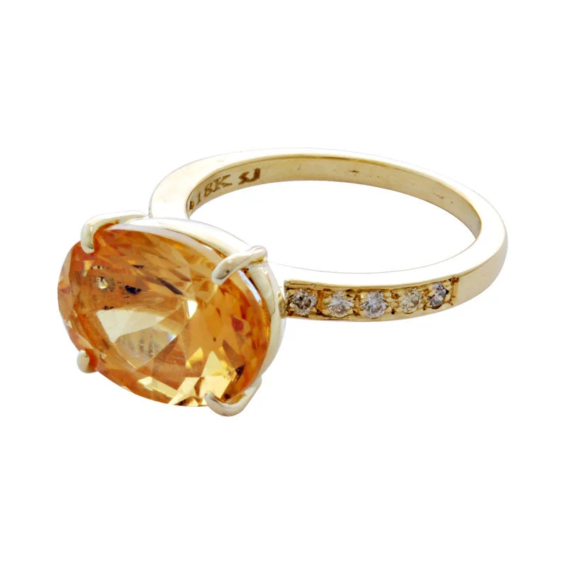 Vintage cameo rings-Ring- Citrine And Diamond