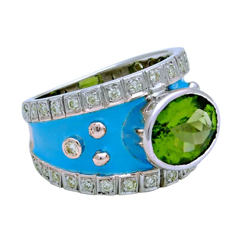 Toggle band rings-Ring-Peridot and Diamond (Enamel)  (114PS)