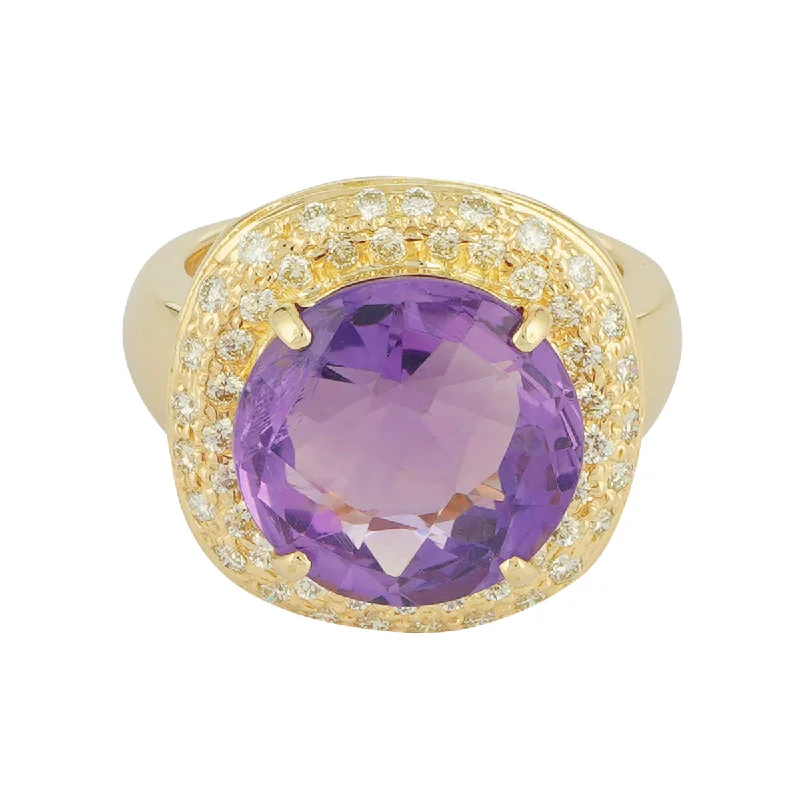 Magnetic clasp rings-Ring - Amethyst and Diamond (2222D)